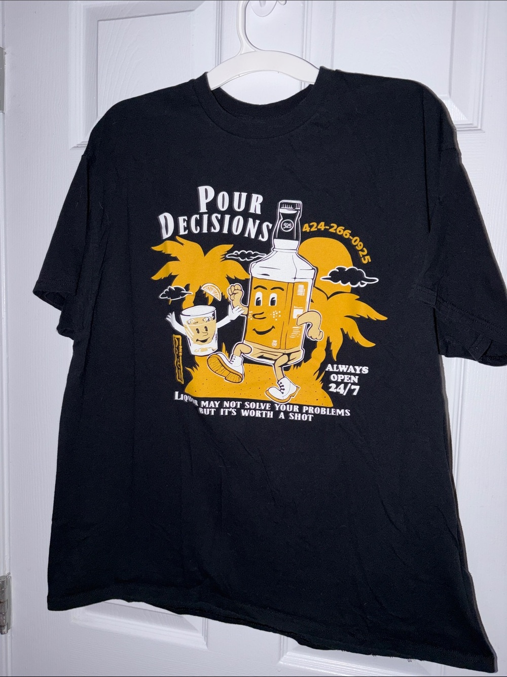 Pour Decisions Graphic Tee - Black with Yellow Print
